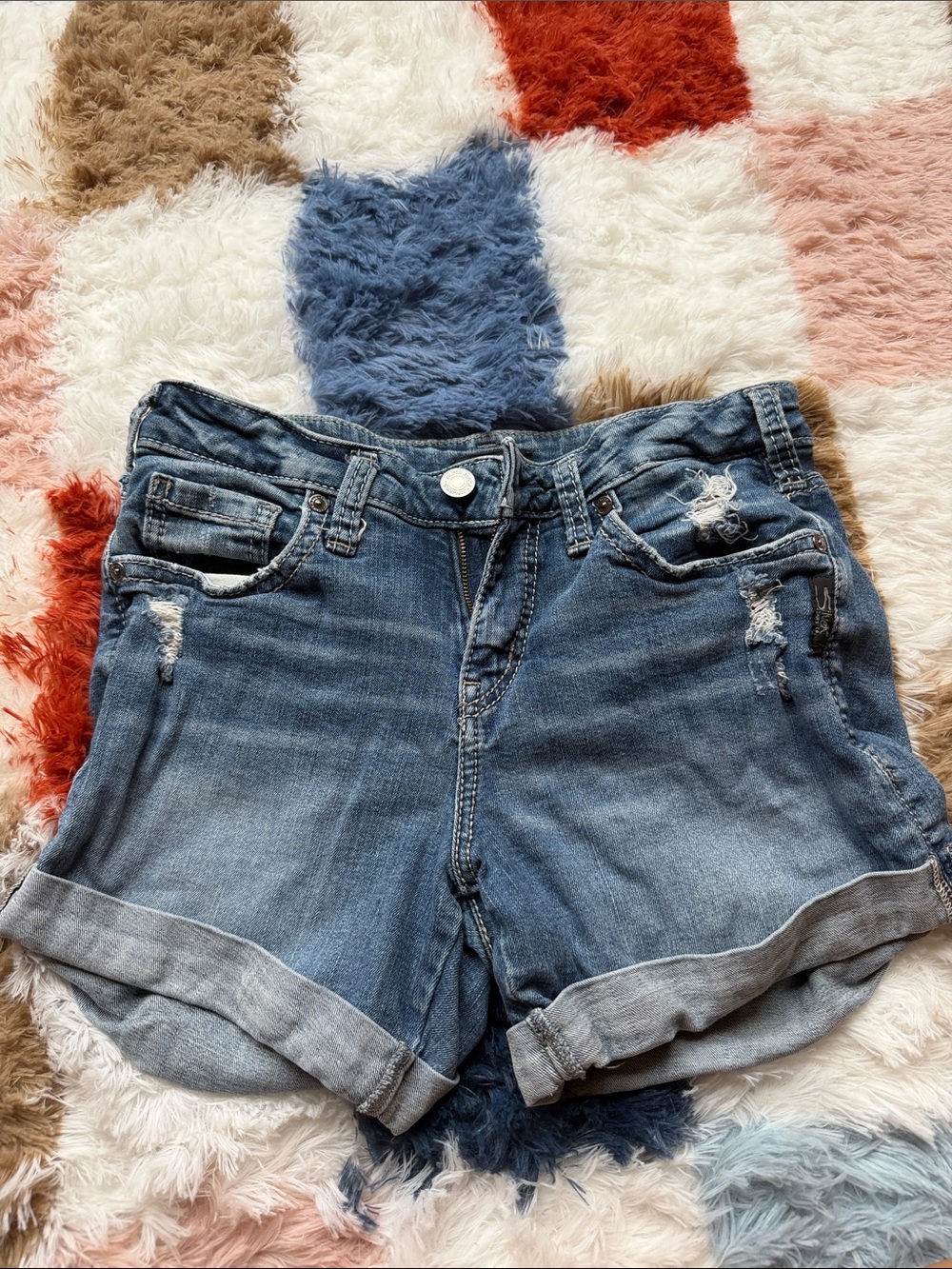 Silver Jean Boyfriend Shorts